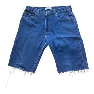 Levi Strauss Signature Loose Straight Denim Shorts Blue Jorts Raw Hem Mens 34